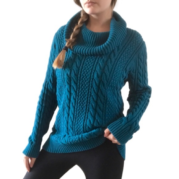 JEANNE PIERRE 100% Cotton Teal Chunky Knit Sweater - Picture 1 of 4
